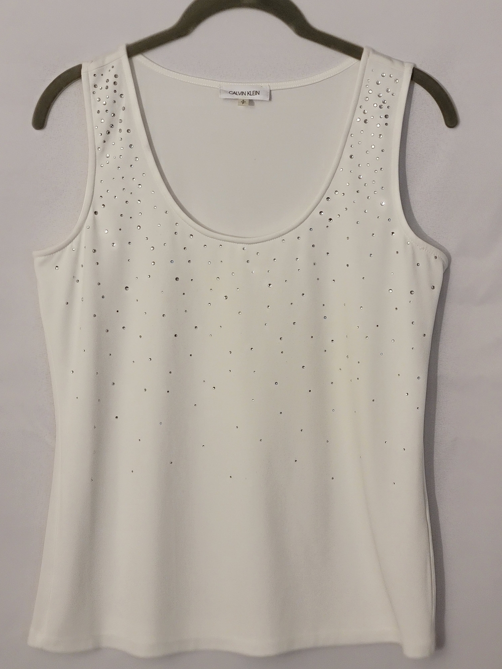 Calvin Klein White Embellished Sleeveless Tank Top Size PS - Picture 1 of 9